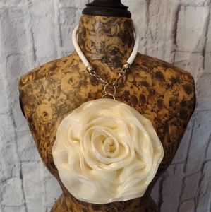 Buttery Ivory Satin Rosette Bag